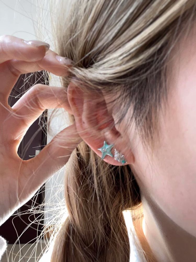 Starfish Earring Stud Alloy Asymmetrical