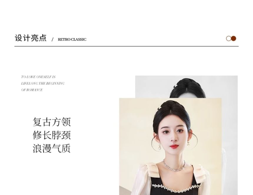 Long-Sleeve Square Neck Two Tone Midi A-Line Evening Dress