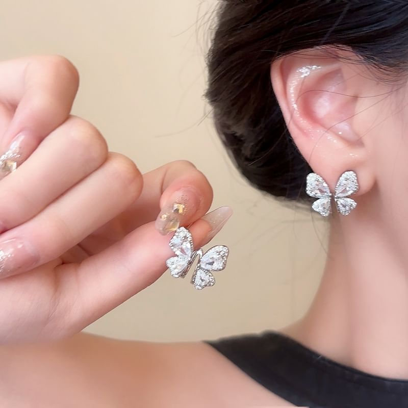 Butterfly Rhinestone Stud Earring