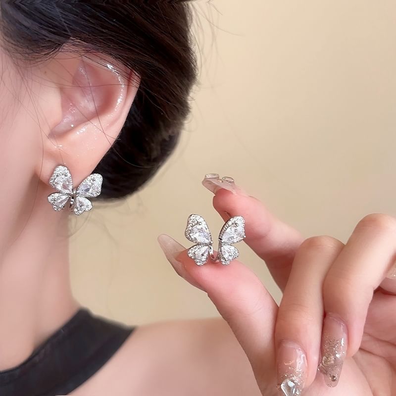 Butterfly Rhinestone Stud Earring