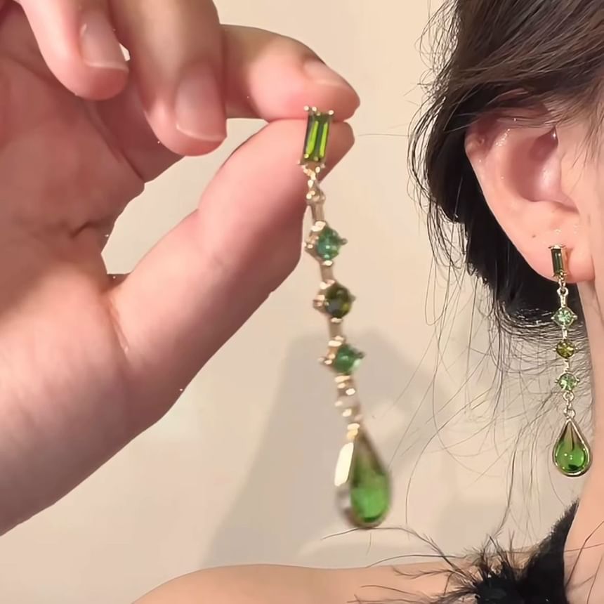 Alloy Faux Droplet Dangle Earring Crystal