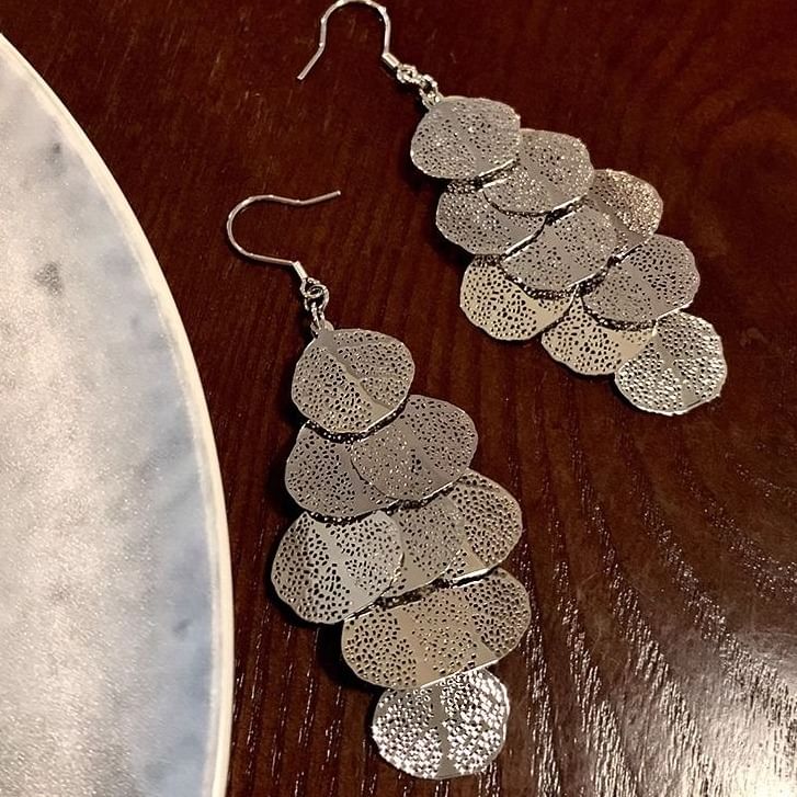 Earring Alloy Leaf Chandelier