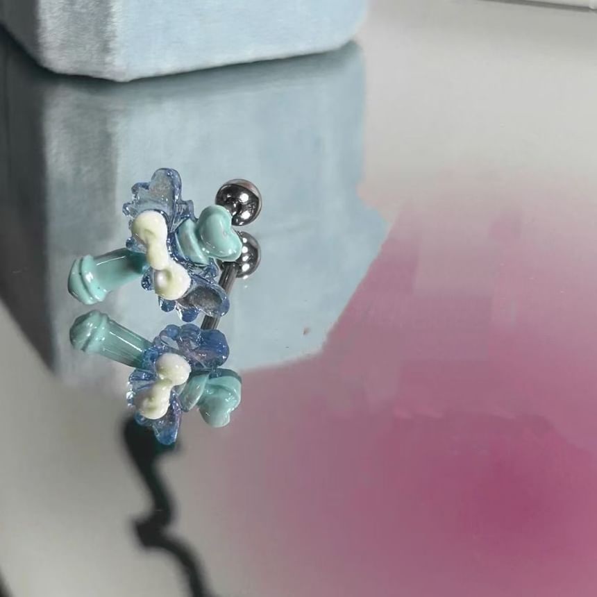 Wand of Heart Set Earring Shell Stud 3: Alloy Rhinestone /