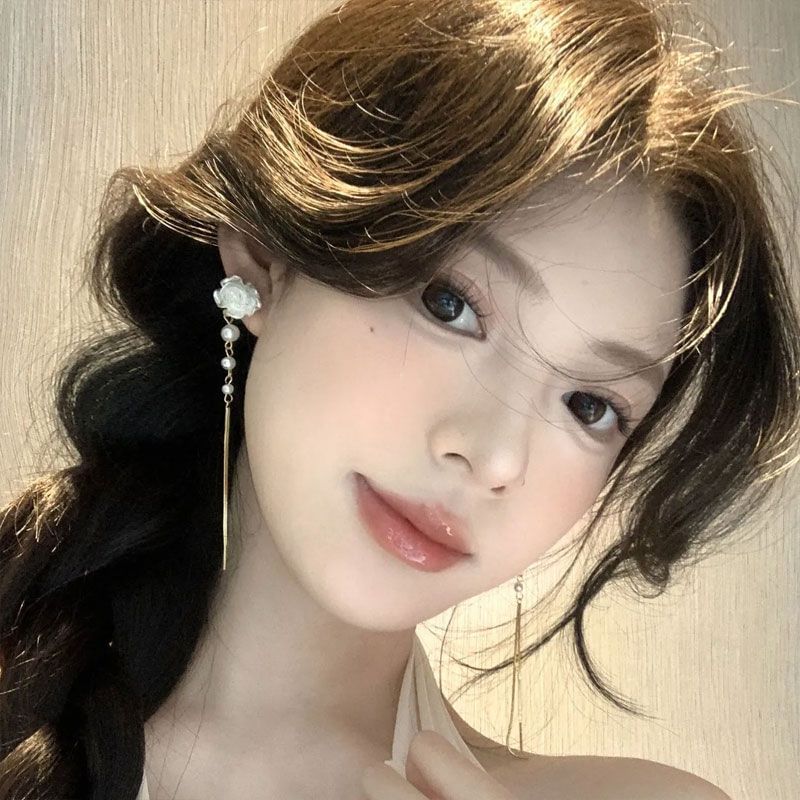 Pearl Threader Floral Earring Faux Alloy