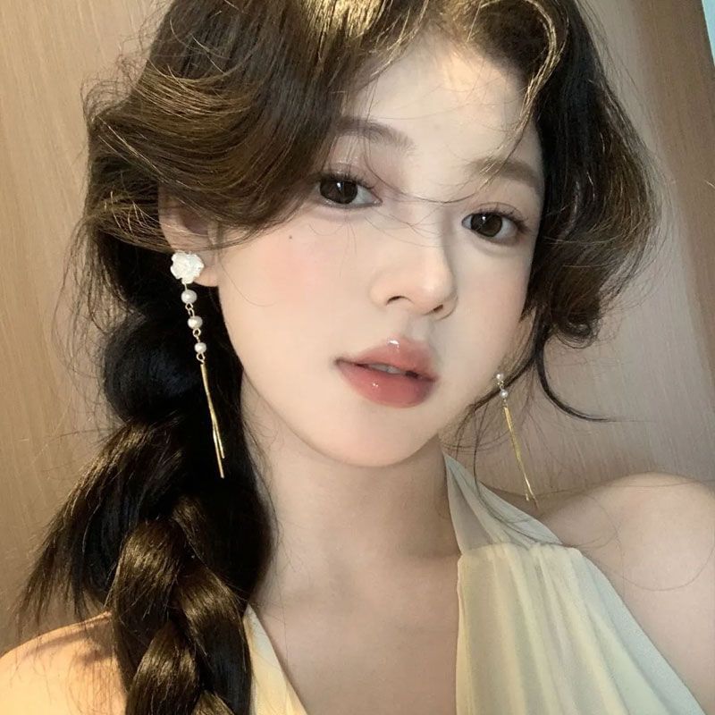 Pearl Threader Floral Earring Faux Alloy