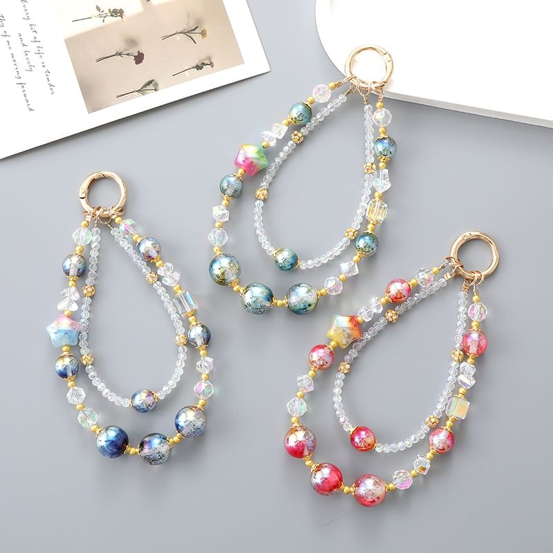 (Various Star Designs) Faux Strap Phone Bead Crystal Layered
