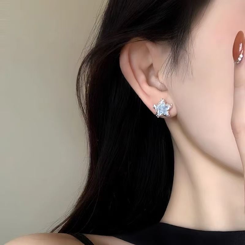 Star Earring Faux Stud Alloy Crystal