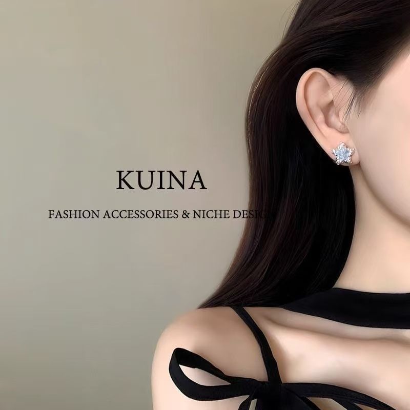 Star Earring Faux Stud Alloy Crystal