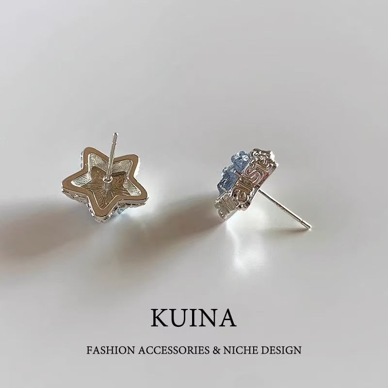 Star Earring Faux Stud Alloy Crystal