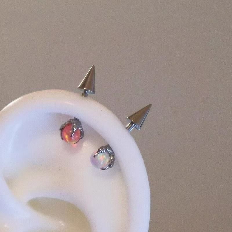 Earring Through Faux Alloy Claw Gemstone