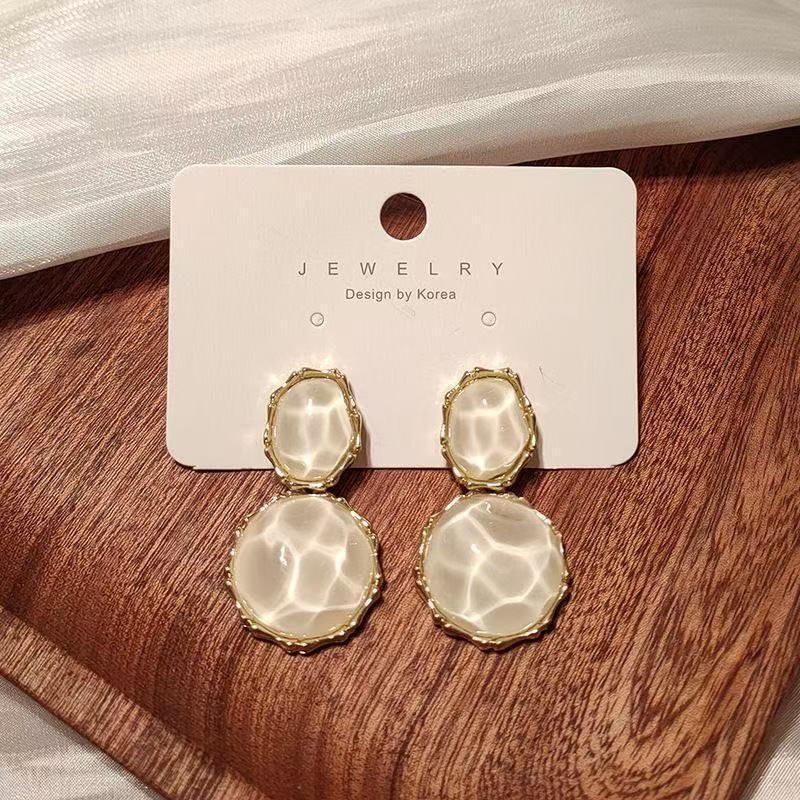 Earring Asymmetrical Drop Alloy Ripple