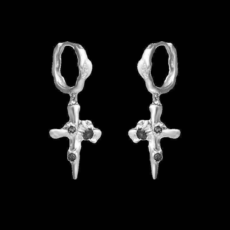 Earring Alloy Cross Drop