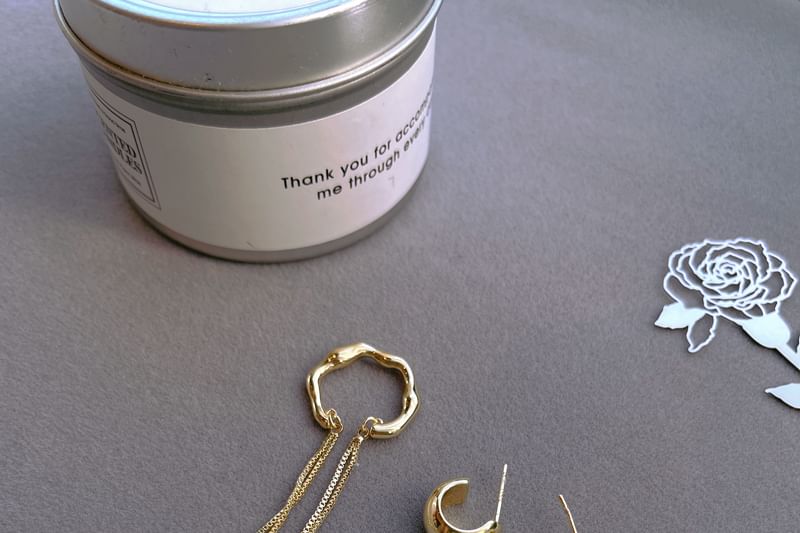 925 Hoop + Ear Sterling Silver Cuff Earring Plain Chain Set: