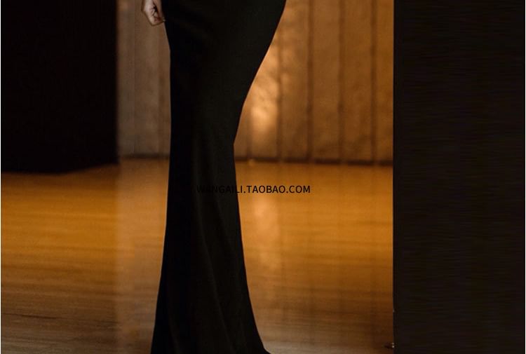 Long-Sleeve Off-Shoulder Plain Sheath Evening Gown