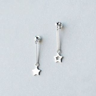 925 Earring Sterling Drop Star Asymmetrical Silver