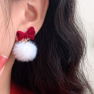 Earring Drop Pom Bow