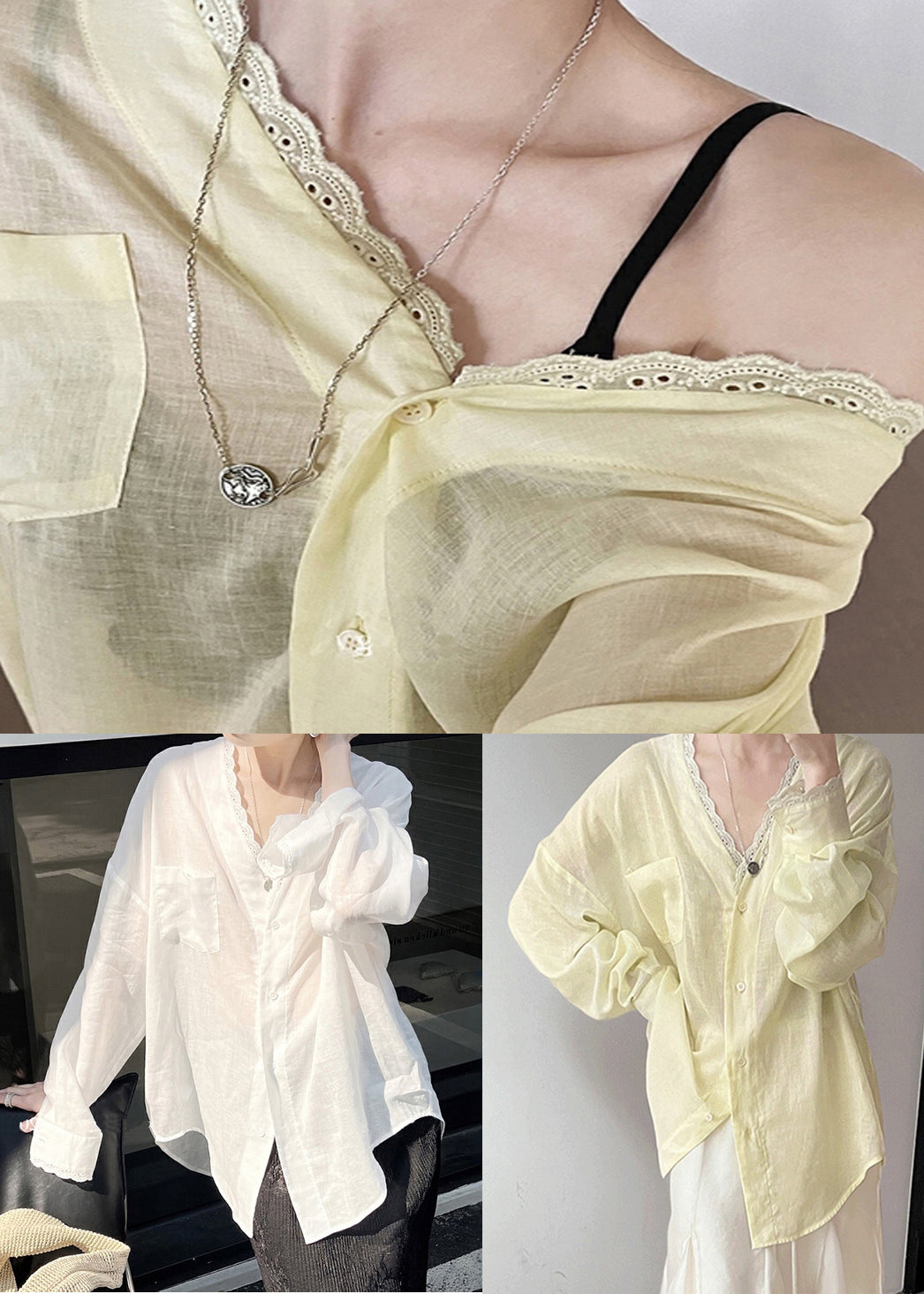 Button Low Silk Shirt High Design Thin Cotton Summer White Loose