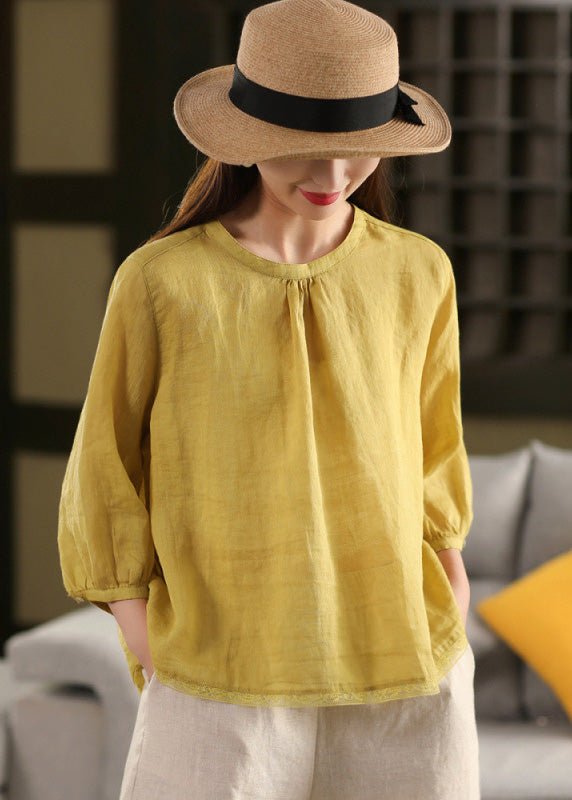 Summer Neck Tops Patchwork Shirt Loose O Lace White Linen