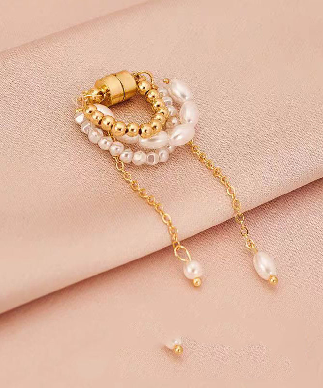 Drop Chain Modern Tassel Alloy Pearl Gold Earrings
