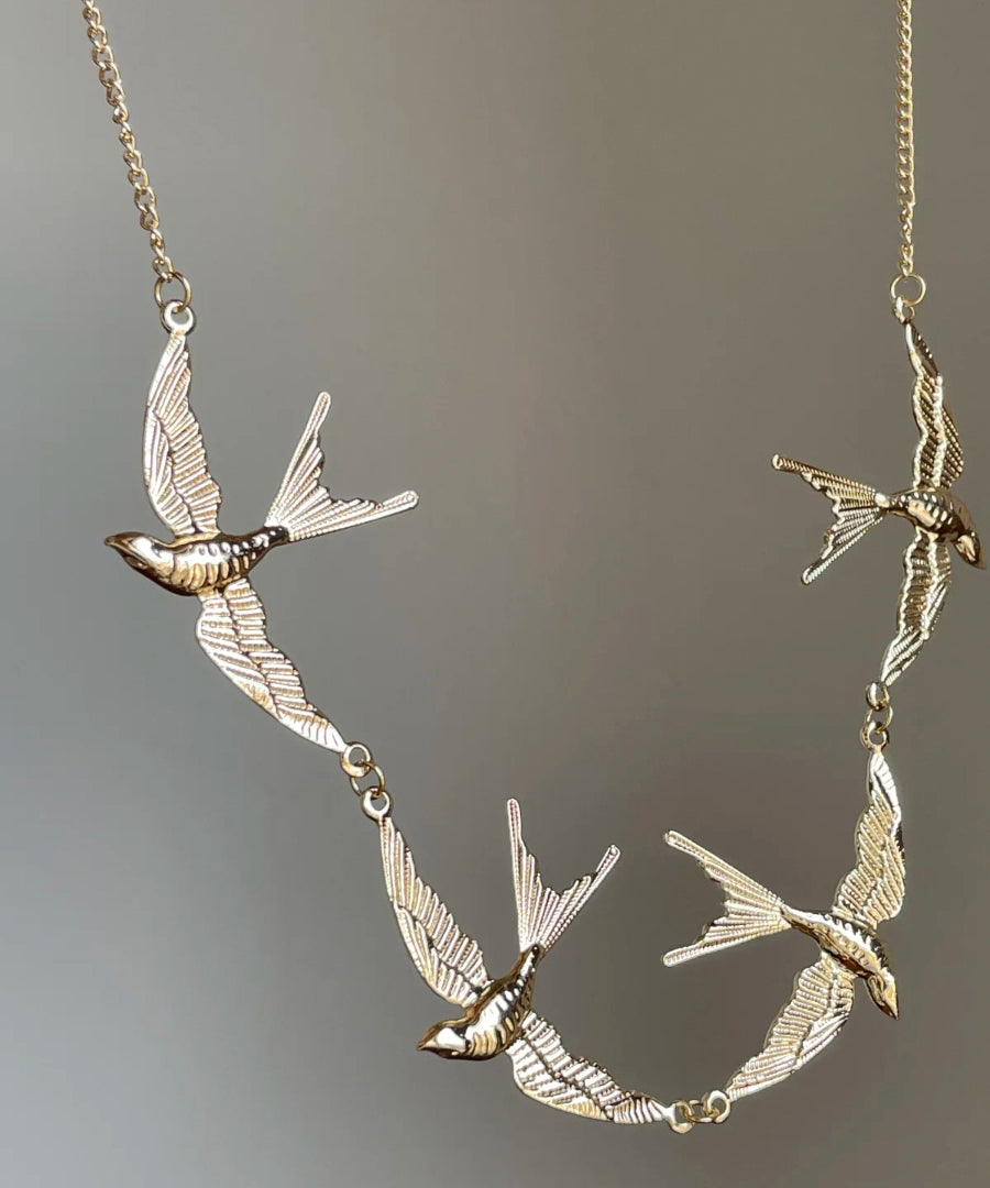 Young Modern Gold Swallow Necklace Pendant Copper Alloy