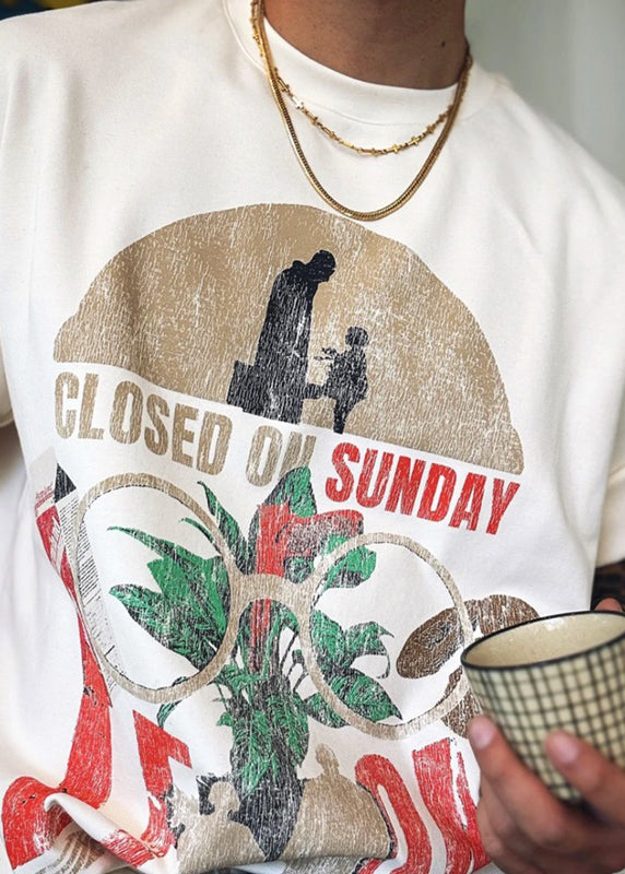 Neck Print T Cotton White Shirts Summer Modern Letter O