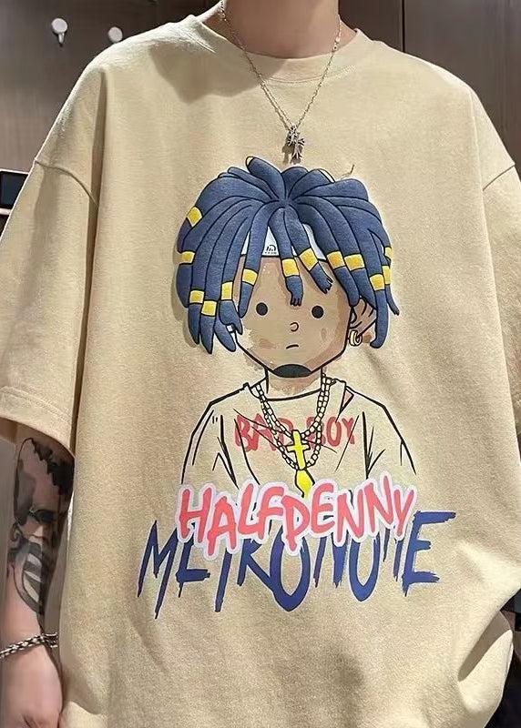 New Original Cotton Apricot Design Shirts Print Men Half Sleeve T