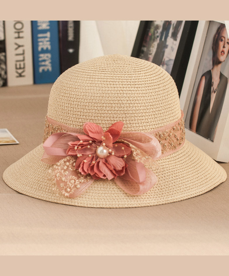 Woven Floral New Floppy Rose Sun Hat Straw