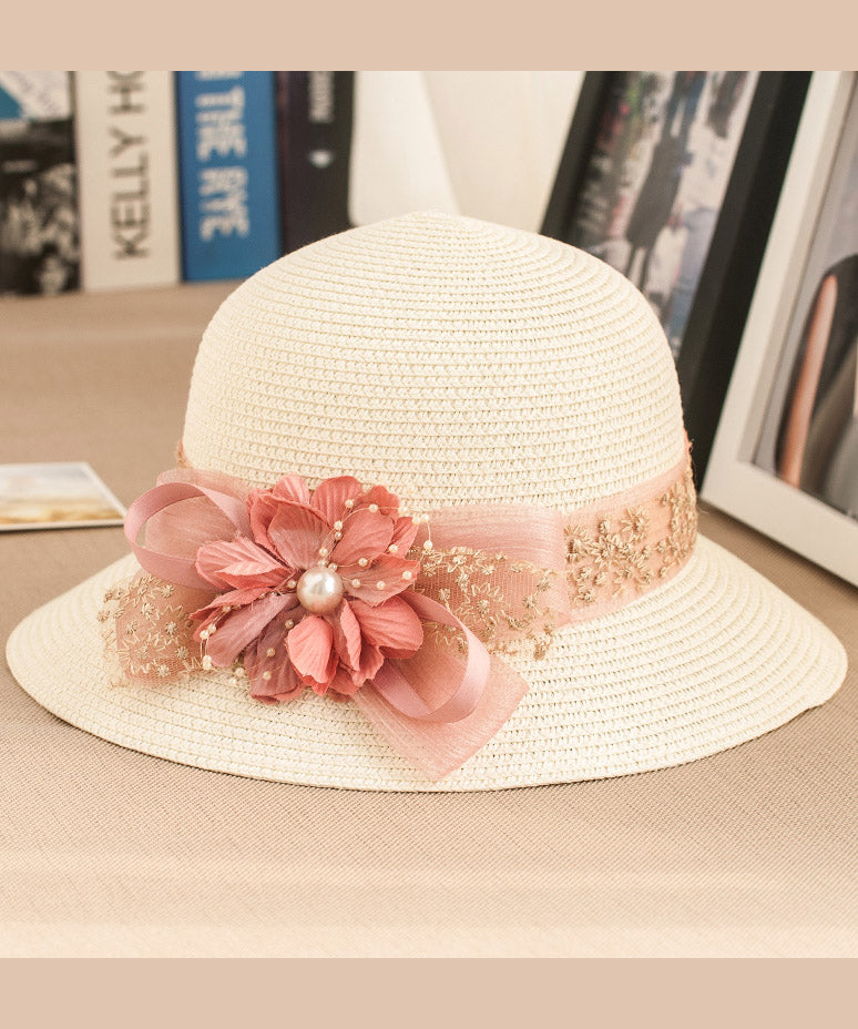 Woven Floral New Floppy Rose Sun Hat Straw