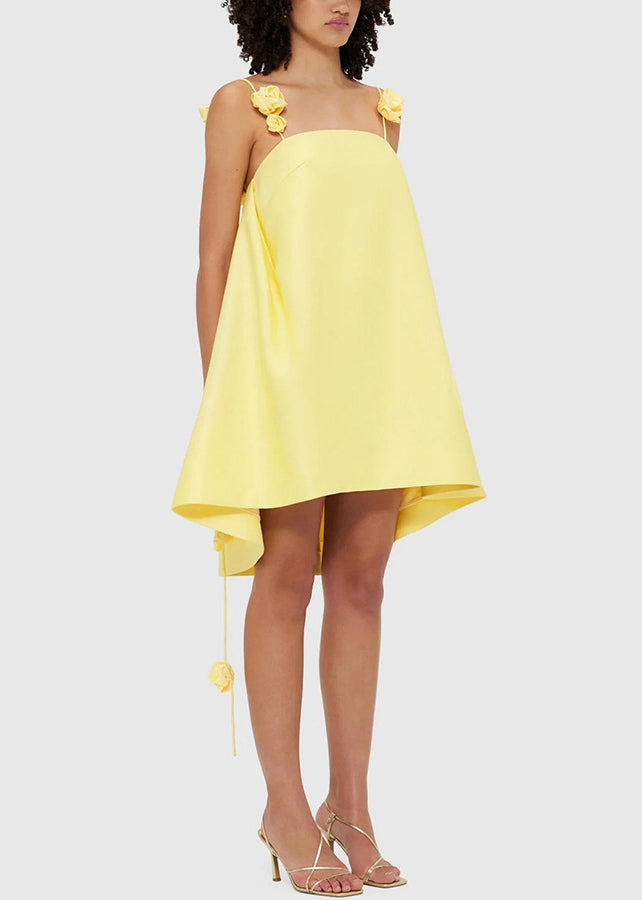 Yellow Flower Vacation Women's New Dress Decorated