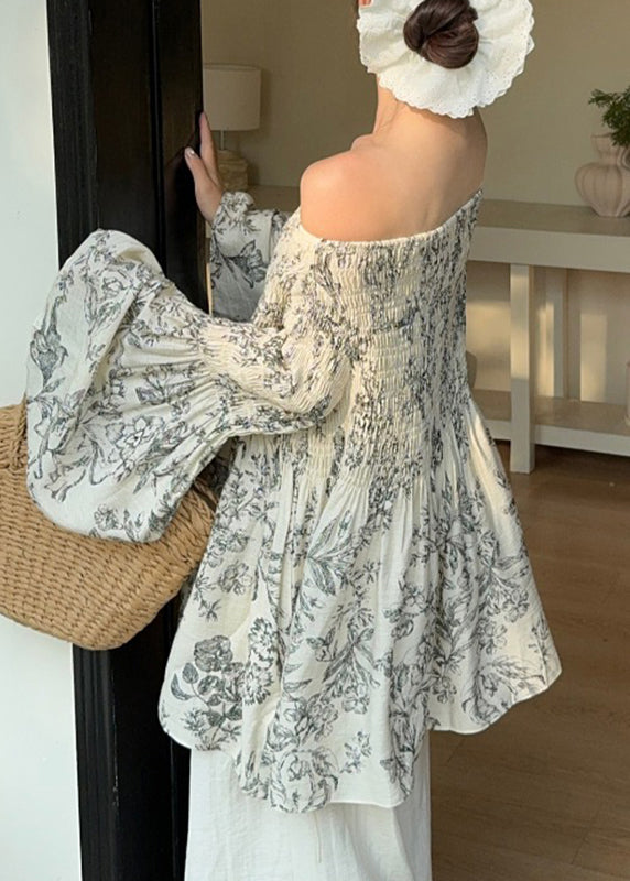 Organic Cold Shoulder Shirt Print Fall