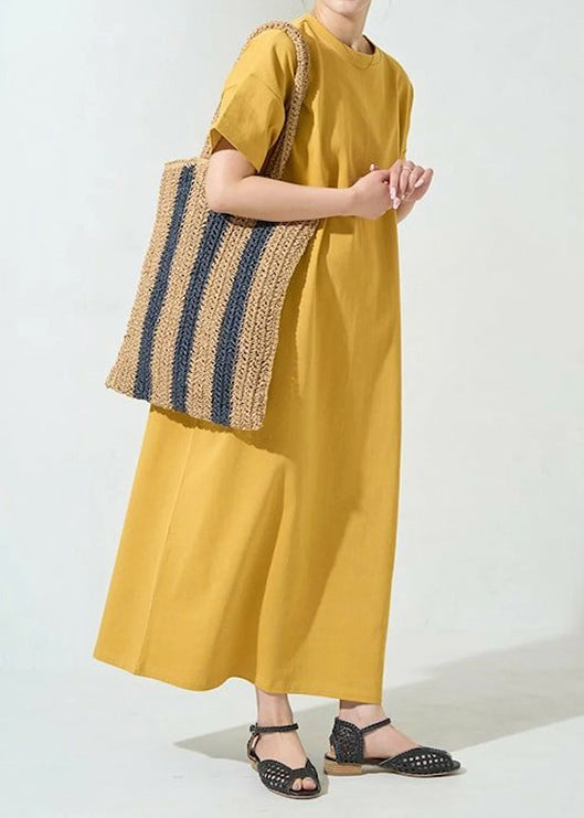 Oversized Cotton Robe Dresses Summer Yellow Organic