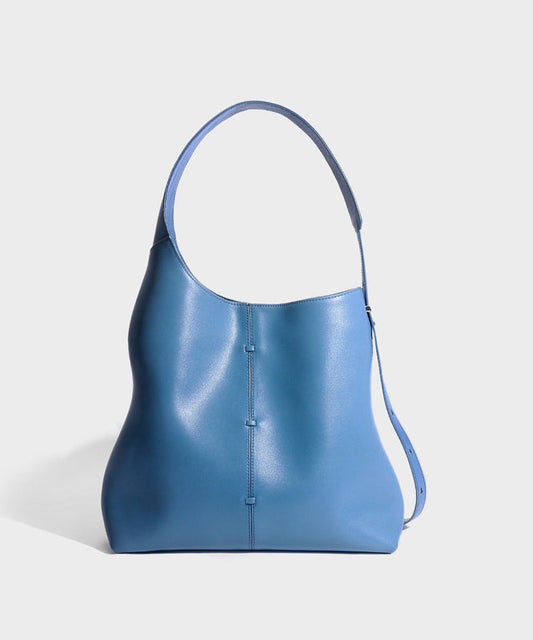 Capacity Blue Bag Original Leather Design Shoulder Calf Large