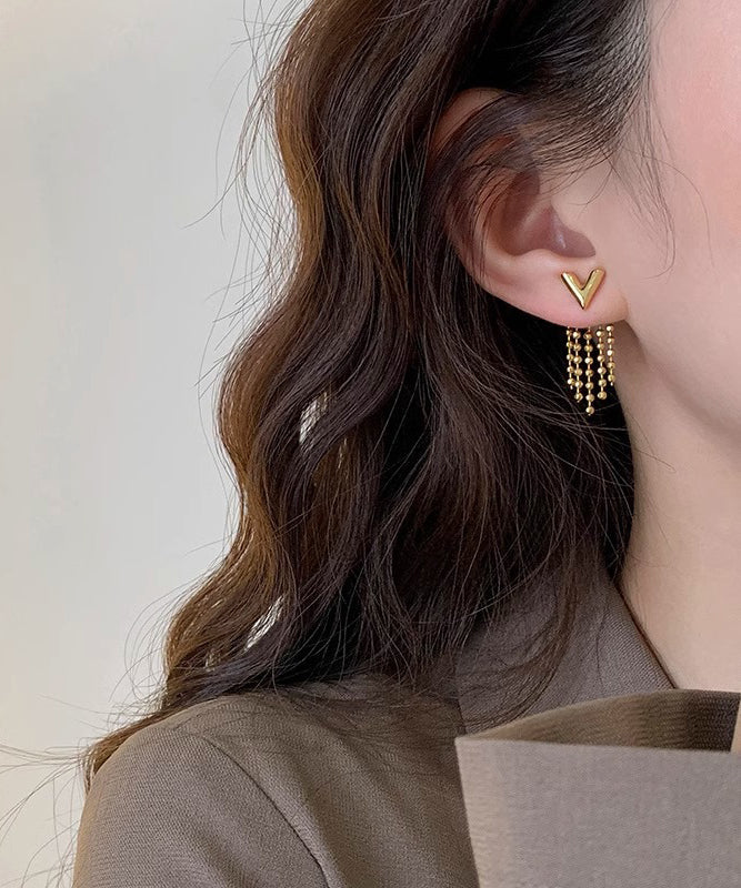 Copper Original Tassel Earrings Design Alloy V-Shaped Gold Drop