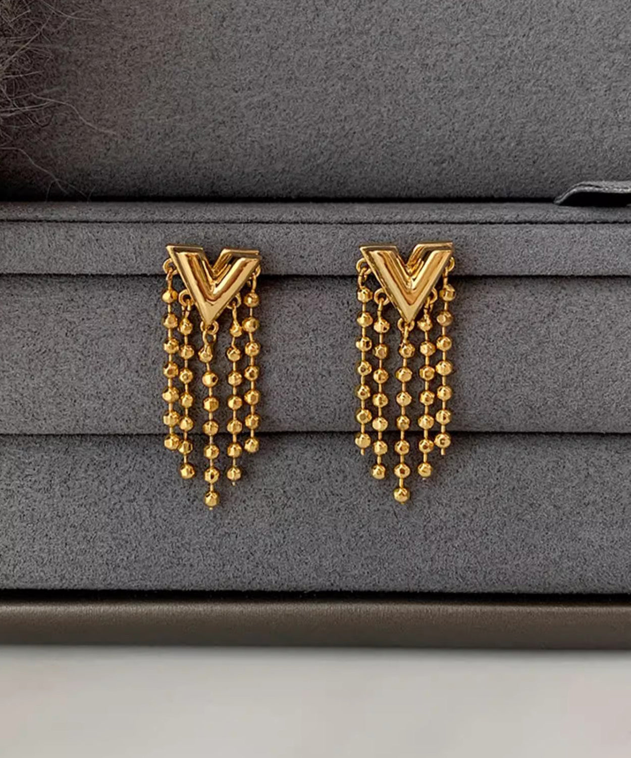 Copper Original Tassel Earrings Design Alloy V-Shaped Gold Drop