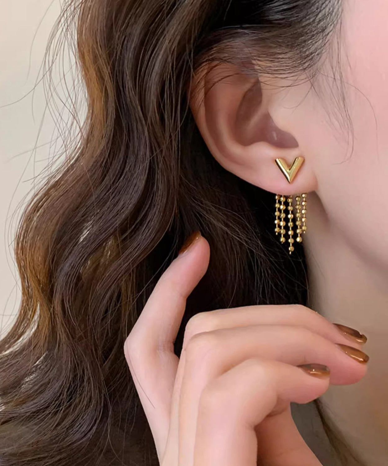 Copper Original Tassel Earrings Design Alloy V-Shaped Gold Drop