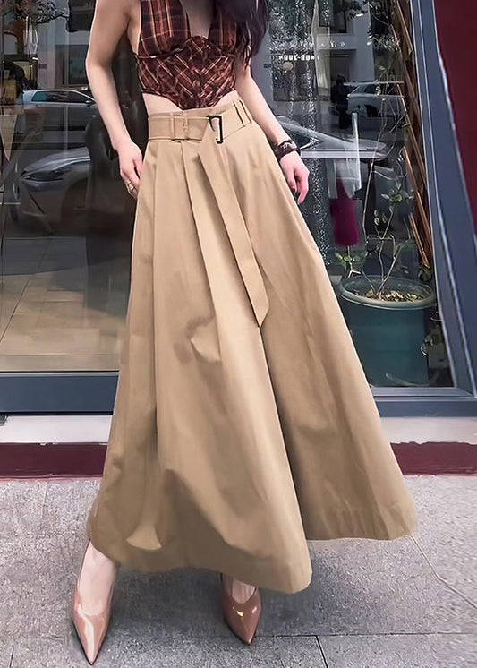 Waist Khaki Cotton Pants Fall Skirt Solid High Design Original