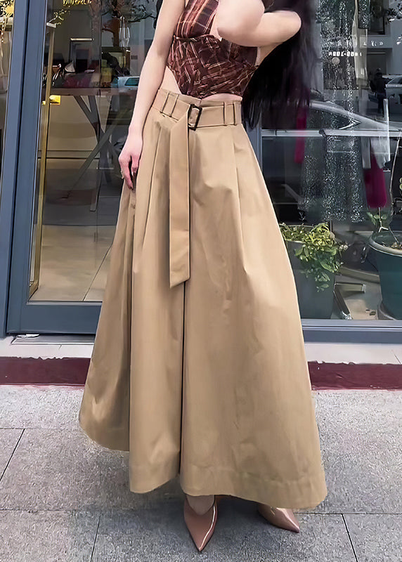 Waist Khaki Cotton Pants Fall Skirt Solid High Design Original