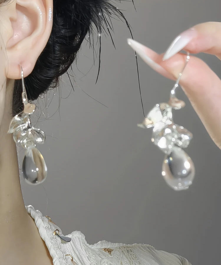 Original Design Silk Glass Earrings Alloy Water Drop