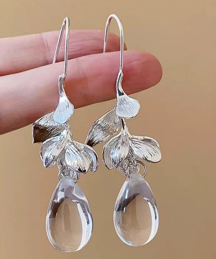 Original Design Silk Glass Earrings Alloy Water Drop
