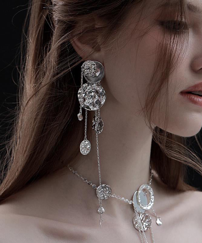 Tassel Original Earrings Disc Copper Drop Silk Design Wavy