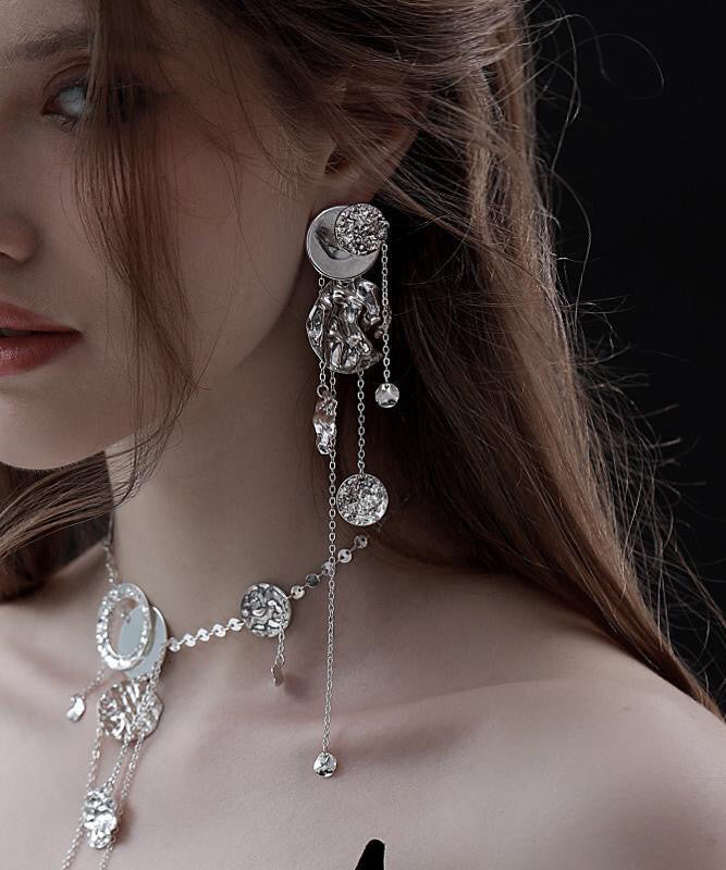 Tassel Original Earrings Disc Copper Drop Silk Design Wavy