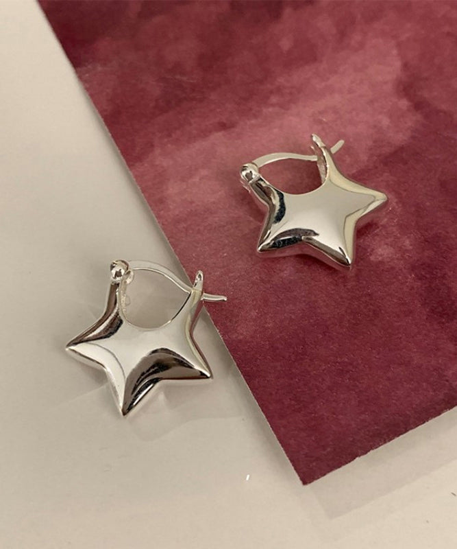 Original Star Silver Design Stud Silk Earrings Sterling