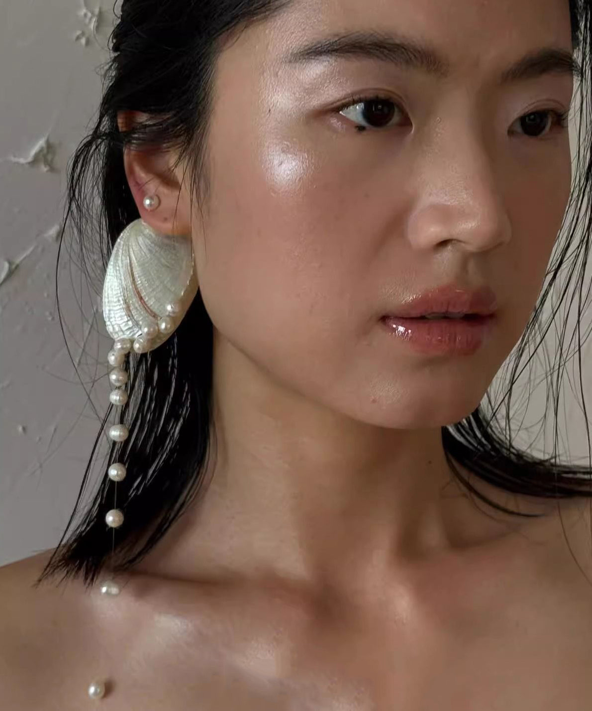 White Drop Shell Design Alloy Earrings Pearl Original Tassel