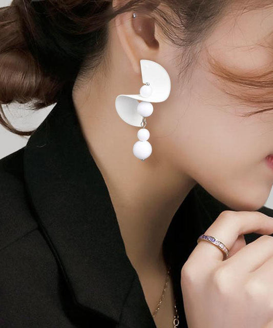 Silver White Earrings Design Original Drop Sterling