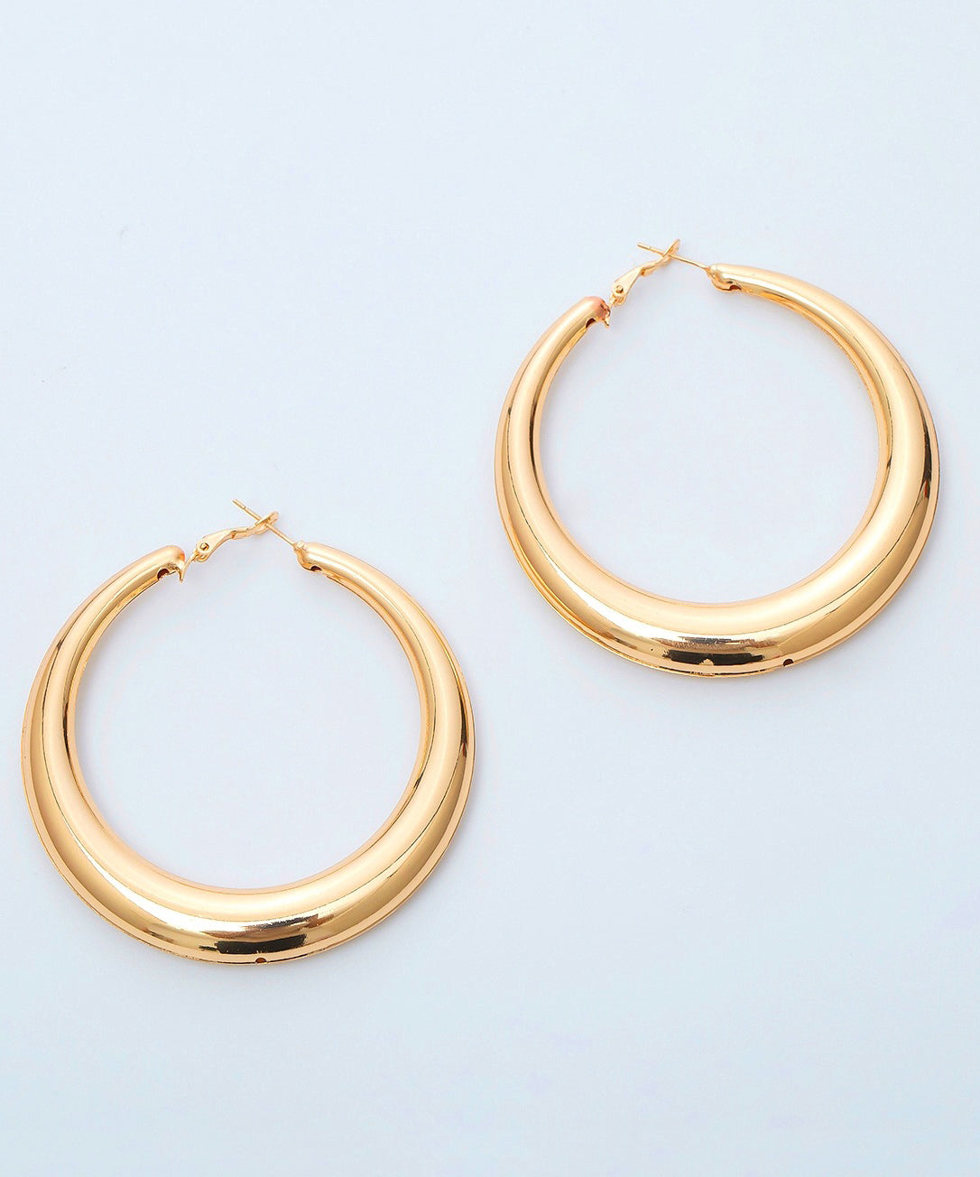 Metal Alloy Oversize Gold Oval Hoop Earrings