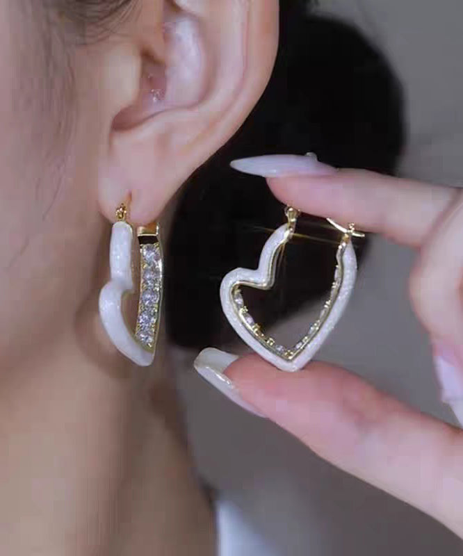 Red Copper Drip Earrings Zircon Glaze Oversize Hoop Overgild Love