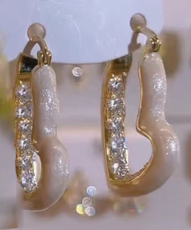 Red Copper Drip Earrings Zircon Glaze Oversize Hoop Overgild Love