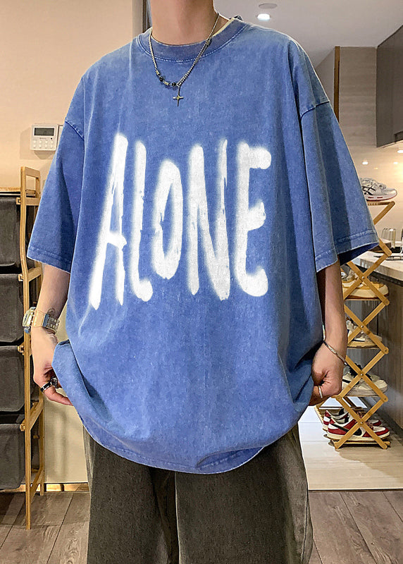 Original Retro Design Half Letter Shirts Men Cotton T Khaki