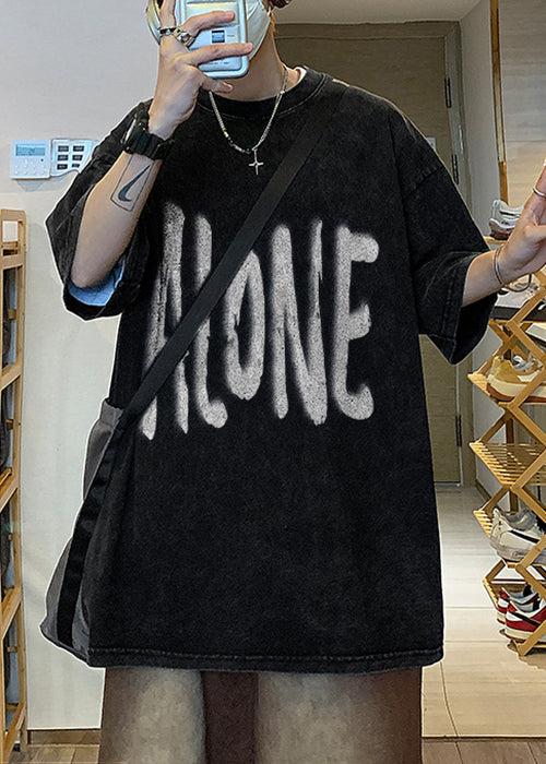 Original Retro Design Half Letter Shirts Men Cotton T Khaki