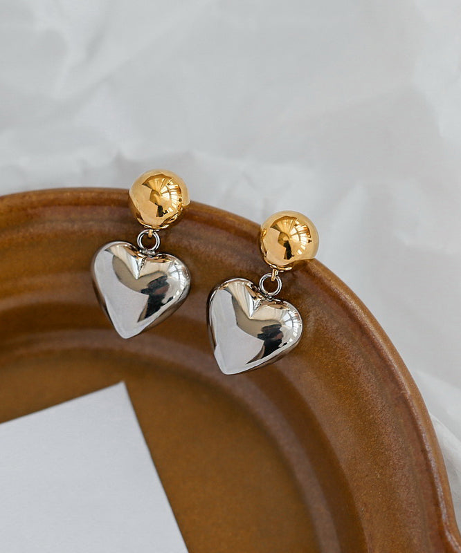 Love Earrings Overgild Stud Simple Copper Colorblock